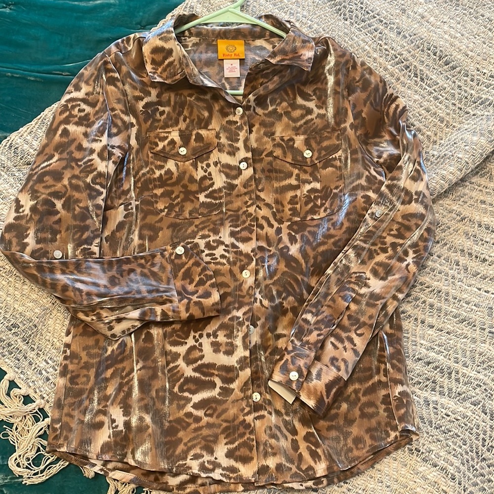 Ruby Rd. Shimmer Cheetah Print Blouse
